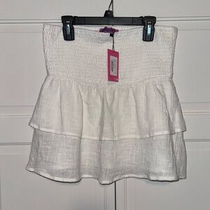 NWT Edikted white smocked tiered strapless top size large